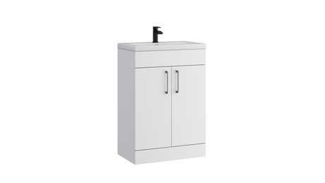 Kartell K-VIT Dove 600mm 2 door slimline unit with ceramic basin in matt white
