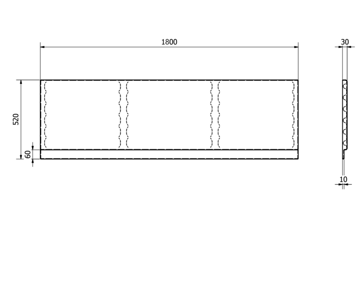 Kartell K-VIT Sonic 1800mm Reinforced Front Bath Panel - White Gloss (BAT245SO)