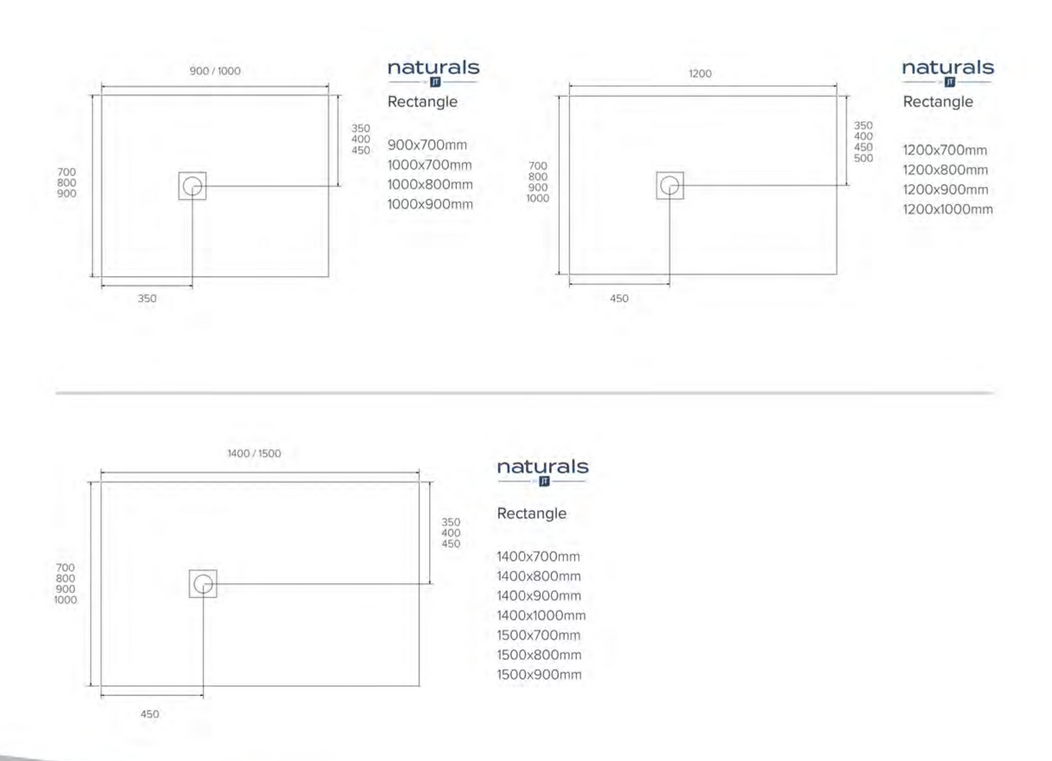 Kartell K-VIT Naturals Stone Effect Rectangle Shower Tray - 1200x700mm Graphite (STOR1207GP)