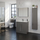 Kartell K-VIT Purity 500mm Floor Standing 2 Door Unit With Mid Depth Ceramic Basin - Storm Grey Gloss (FUR127PU-FUR064PU)