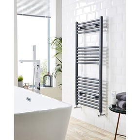 Kartell K-VIT K-Rail 22mm Straight textured grey towel rail in a bathroom