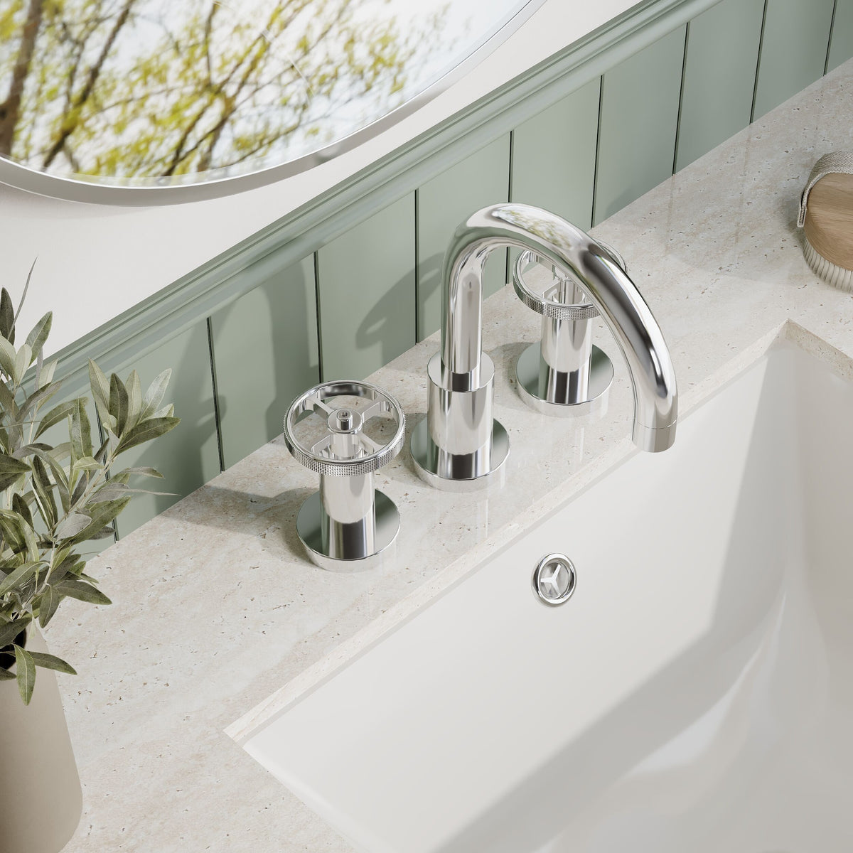 Nuie Revolution 3 Tap Hole Basin Mixer With Pop Up Waste – Chrome, photo 4