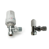 Kartell K-VIT K-Therm Style Thermostatic Radiator Valve in white & chrome – Angled Twin Pack with Lockshield