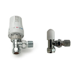 Kartell Twin Pack TRV & Lockshield Valve Style Angled White & Chrome