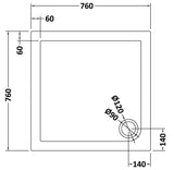 Nuie Slate Grey Slimline Square Shower Tray – 700mm, 760mm, 800 x 800mm, 900mm & 1000 x 1000mm, photo 4