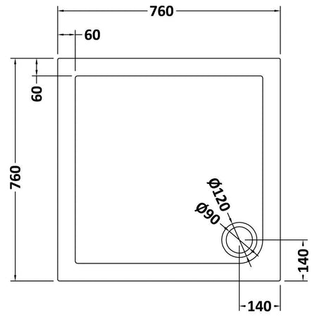 Nuie Slate Grey Slimline Square Shower Tray – 700mm, 760mm, 800 x 800mm, 900mm & 1000 x 1000mm, photo 4