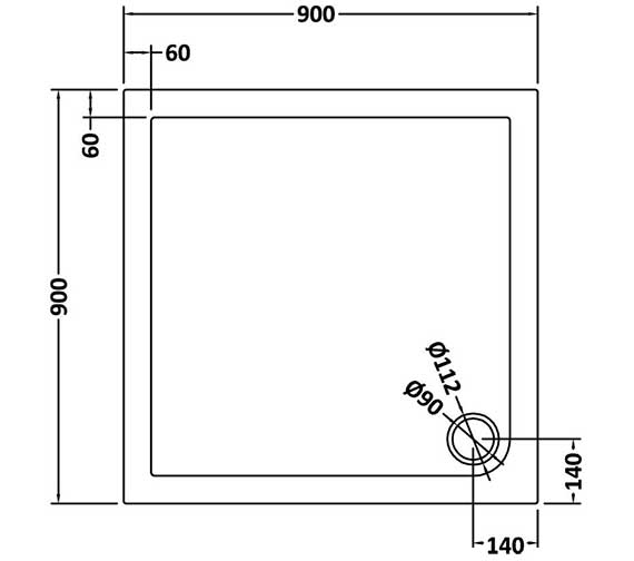 Nuie Slate Grey Slimline Square Shower Tray – 700mm, 760mm, 800 x 800mm, 900mm & 1000 x 1000mm, photo 6