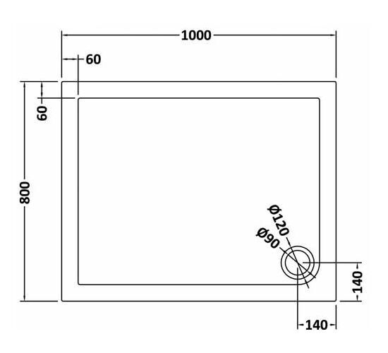 Nuie Slate Grey Slimline Rectangular Shower Tray, photo 8