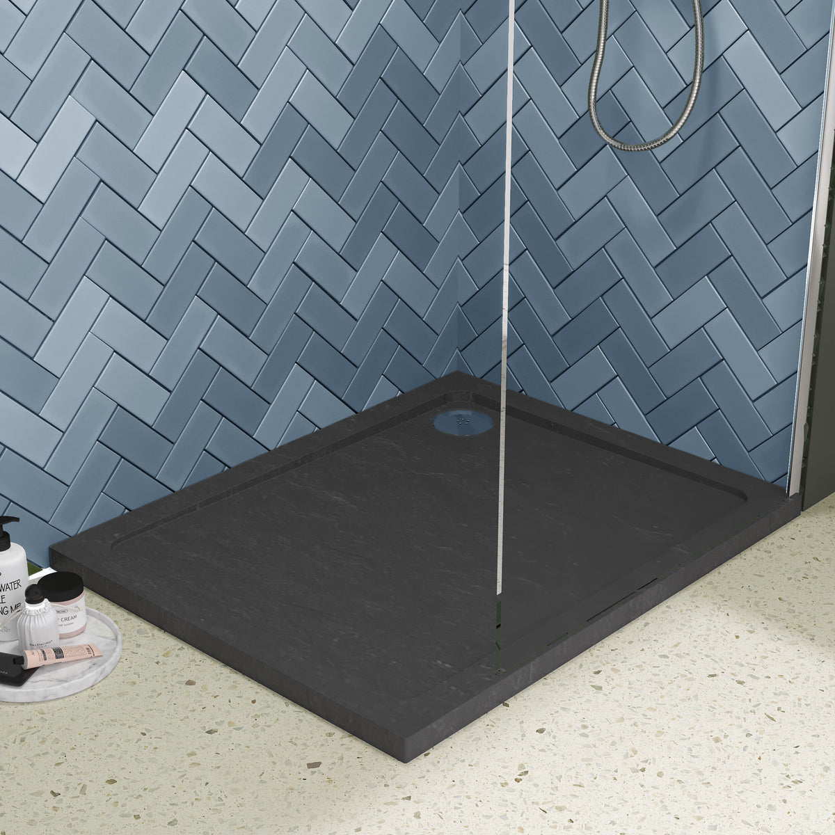 Nuie Slate Grey Slimline Rectangular Shower Tray