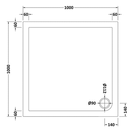 Nuie Slate Grey Slimline Square Shower Tray – 700mm, 760mm, 800 x 800mm, 900mm & 1000 x 1000mm, photo 7