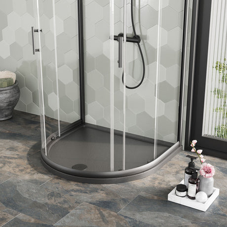 Nuie 1050 x 950mm Slate Gray Slimline D Shape Shower Tray – Grey Slate, photo 4