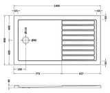 Nuie Slate Grey Slimline Rectangular Walk In Shower Tray – 1400 x 800mm, 1400 x 900mm & 1600 x 800mm, photo 3