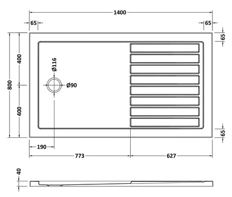Nuie Slate Grey Slimline Rectangular Walk In Shower Tray – 1400 x 800mm, 1400 x 900mm & 1600 x 800mm, photo 3
