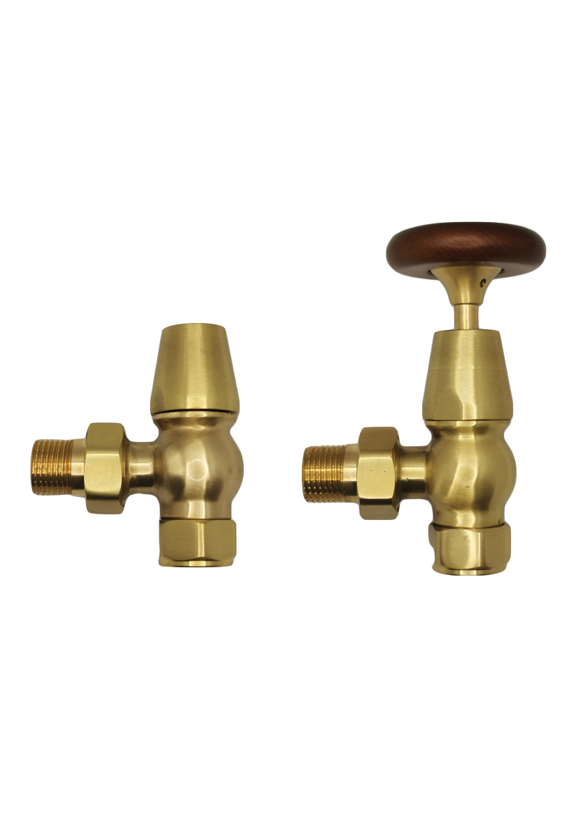 Kartell K-VIT Traditional Manual Radiator Valves Angled in brass