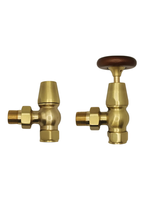 Kartell K-VIT Traditional Angled Radiator Valve - Brass (Pair)