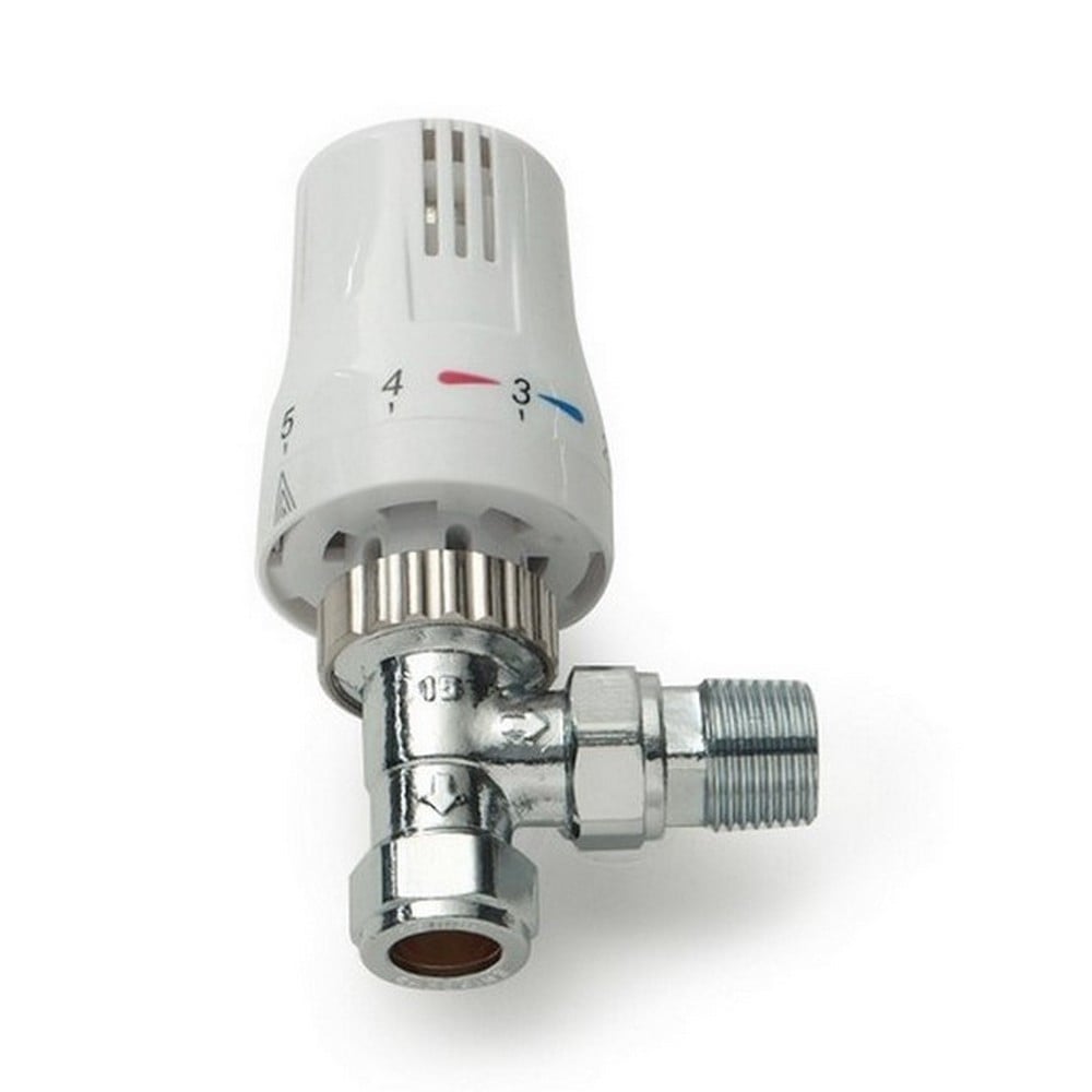 Kartell K-VIT K-Therm Style Thermostatic Radiator Valve in white & chrome – Angled Valve