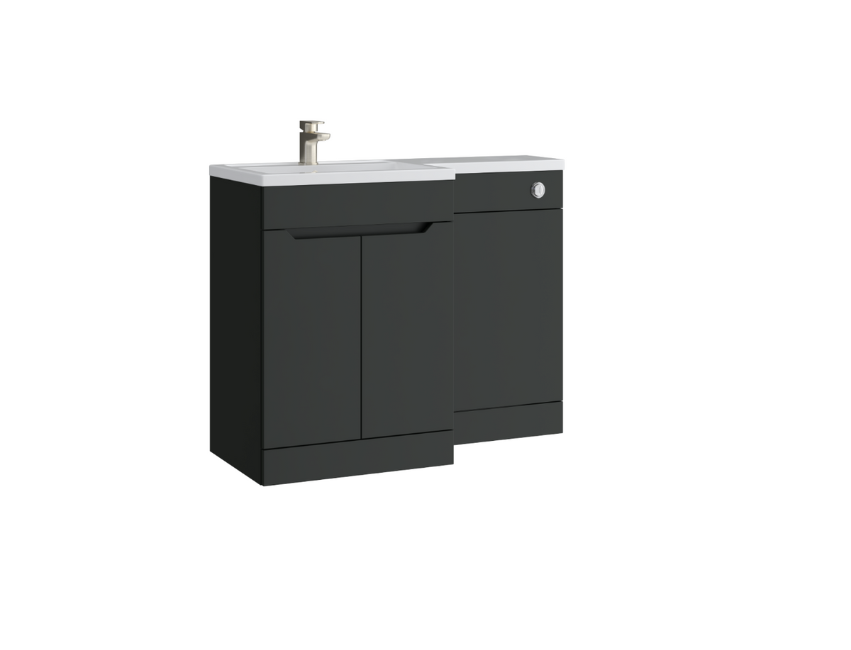 Kartell K-VIT Urban 1100mm L-Shaped Furniture Pack, Left Hand - basin on the left, WC unit on the right - Matt Anthracite