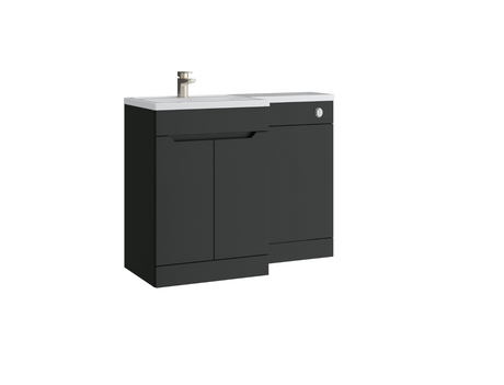 Kartell K-VIT Urban 1100mm L-Shaped Furniture Pack, Left Hand - basin on the left, WC unit on the right - Matt Anthracite