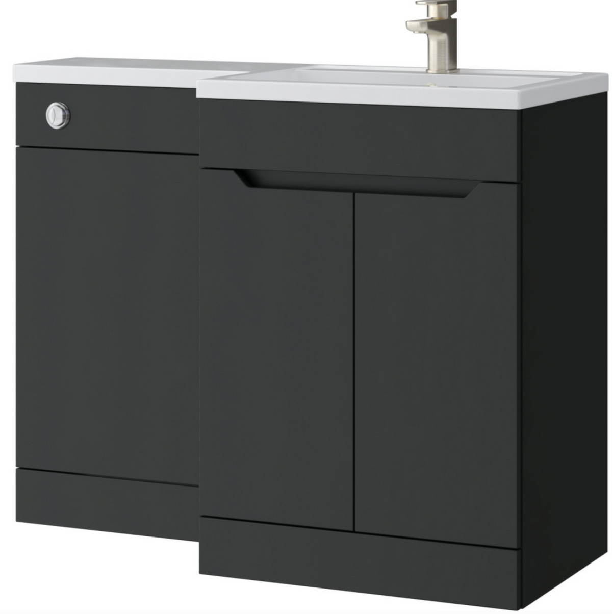 Kartell K-VIT Urban 1100mm L-Shaped Furniture Pack, Right Hand - basin on the right, WC unit on the left - Matt Anthracite