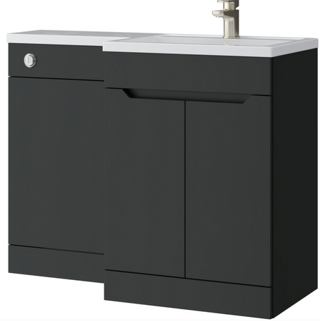 Kartell K-VIT Urban 1100mm L-Shaped Furniture Pack, Right Hand - basin on the right, WC unit on the left - Matt Anthracite