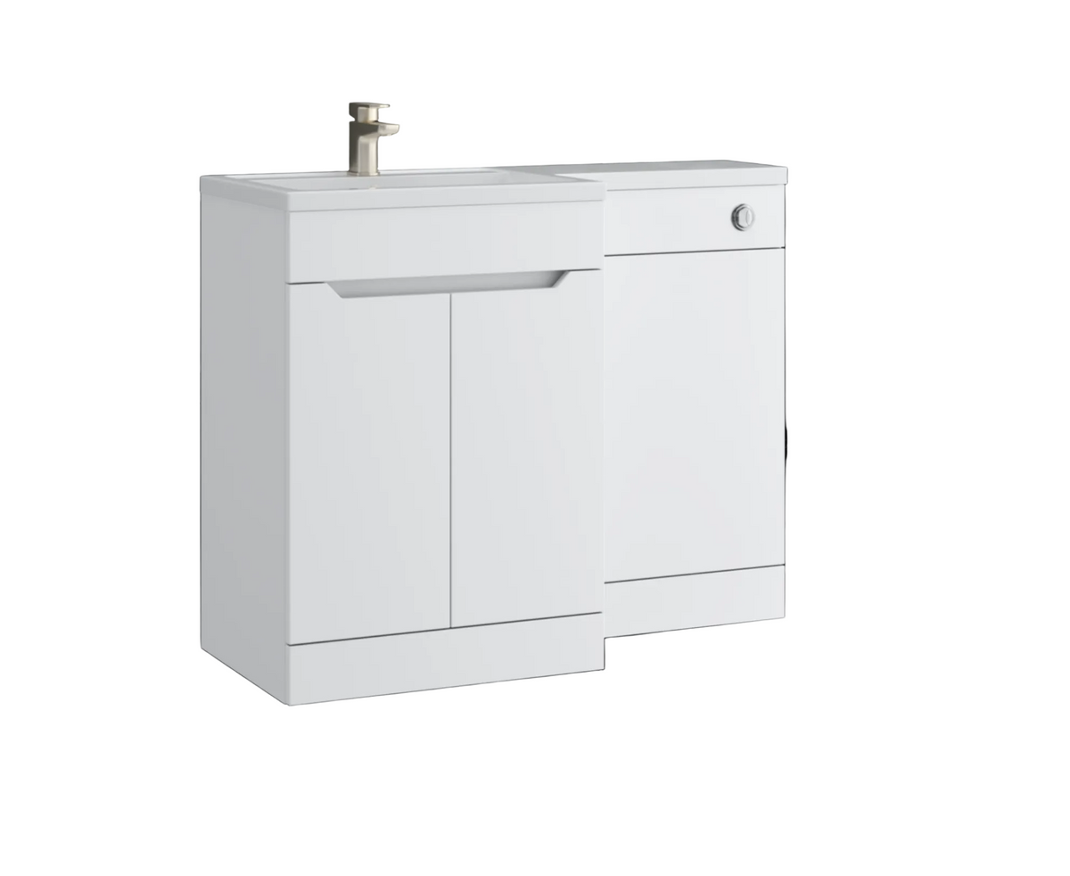 Kartell K-VIT Urban 1100mm L-Shaped Furniture Pack, Left Hand - basin on the left, WC unit on the right - Matt White