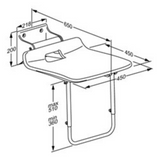 Pressalit VALUE IV Folding Shower Seat With Supporting Leg, Fixed Height Anthracite (R1622000112)