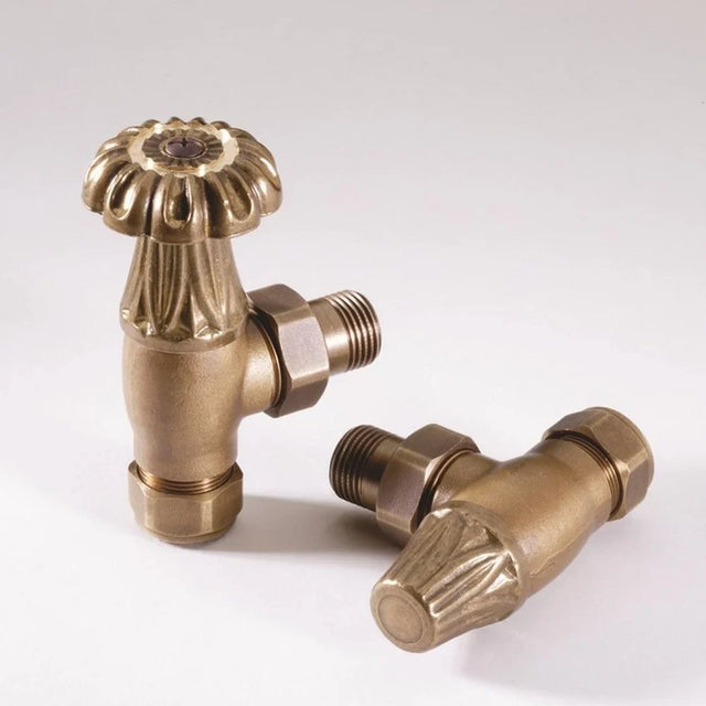 Kartell K-VIT Nostalgia Angled Manual Radiator Valve 15mm - Brass