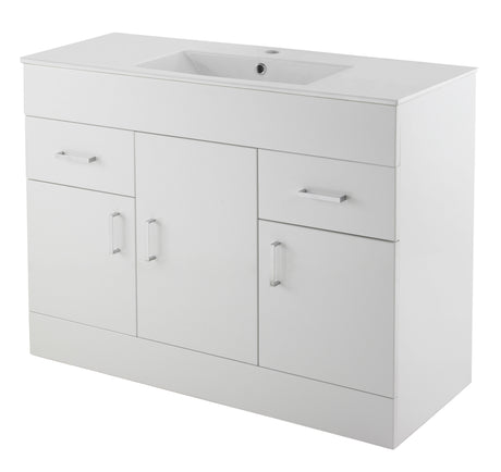 Nuie Eden 3 Door 2 Drawer Floor Standing Vanity Unit With Basin – 800mm & 1000mm, photo 3