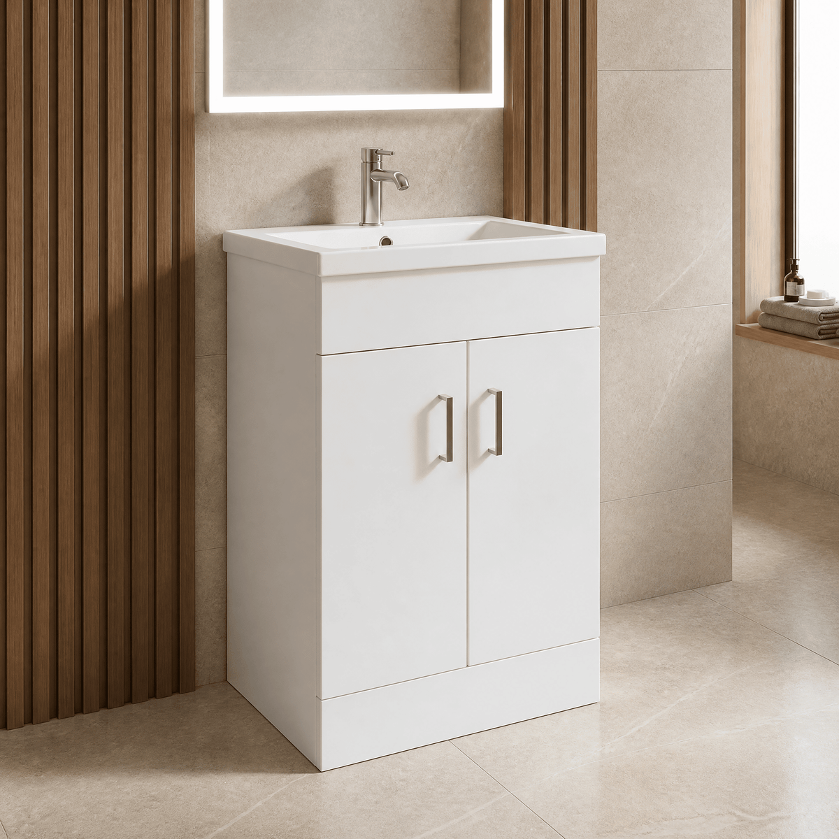 Nuie Eden 2 Door Floor Standing Vanity Unit With Basin – 500mm & 600mm