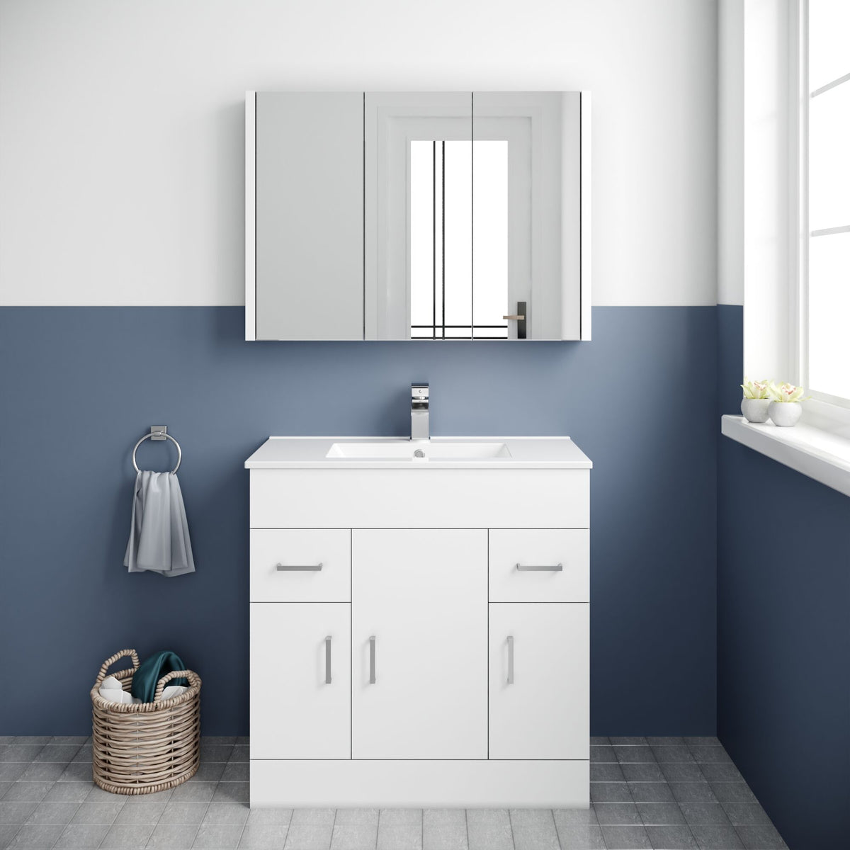 Nuie Eden 3 Door 2 Drawer Floor Standing Vanity Unit With Basin – 800mm & 1000mm