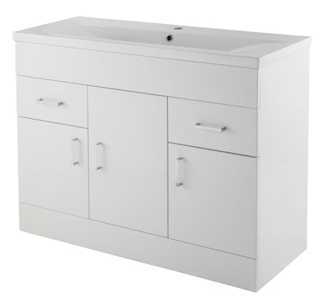Nuie Eden 3 Door 2 Drawer Floor Standing Vanity Unit With Basin – 800mm & 1000mm, photo 2
