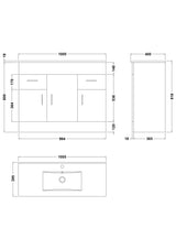 Nuie Eden 3 Door 2 Drawer Floor Standing Vanity Unit With Basin – 800mm & 1000mm, photo 5