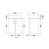 Nuie Mayford 450mm 2 Door Wall Hung Vanity Unit With Basin – Gloss White, photo 3
