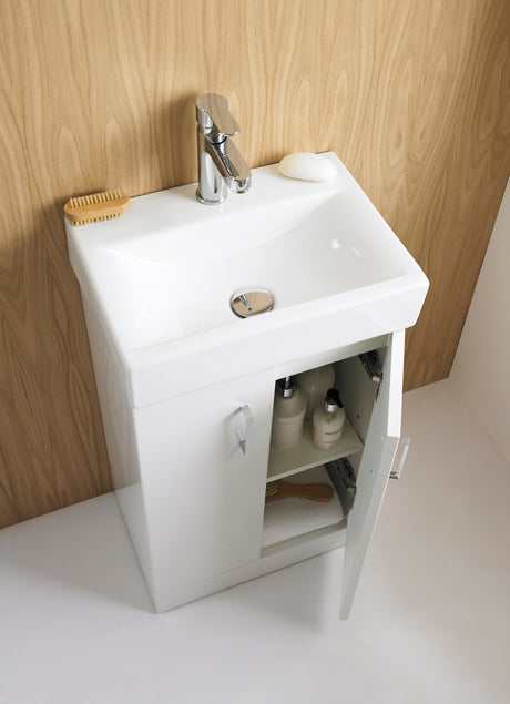 Nuie Mayford 450mm 2 Door Wall Hung Vanity Unit With Basin – Gloss White