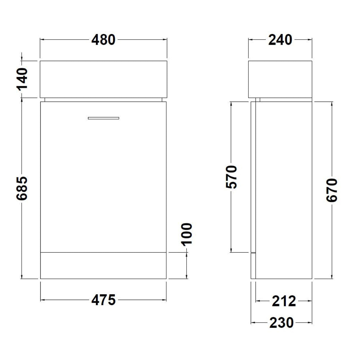 Nuie Mayford 1 Door Floor Standing Compact Vanity Unit With Basin – 400mm, 450mm & 500mm, photo 8
