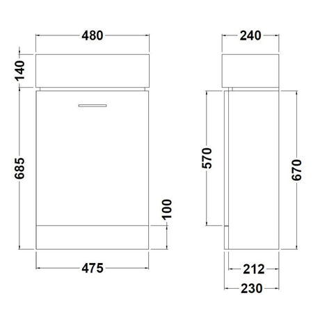Nuie Mayford 1 Door Floor Standing Compact Vanity Unit With Basin – 400mm, 450mm & 500mm, photo 8