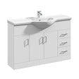 Nuie Mayford 1200mm 3 Door 3 Drawer Floor Standing Vanity Unit With Basin – Gloss White, photo 2