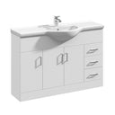 Nuie Mayford 1200mm 3 Door 3 Drawer Floor Standing Vanity Unit With Basin – Gloss White, photo 2