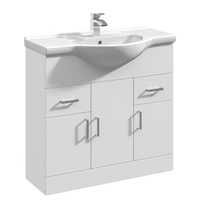Nuie Mayford 3 Door 2 Drawer Floor Standing Vanity Unit With Basin – 750mm & 850mm, photo 2