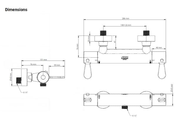 AKW Arka Thermostatic Mixer Valve With Standard Kit (25420)