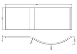 Nuie P-Shaped Acrylic Shower Bath Front Panel – 1500mm, 1600mm & 1700mm, photo 4