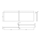 Nuie L-Shaped Acrylic Shower Bath Front Panel – 1500mm, 1600mm & 1700mm, photo 6