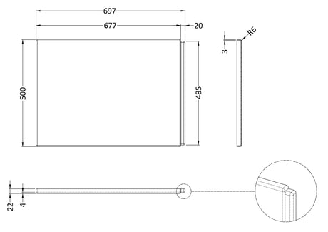 Nuie 700mm L-Shaped Acrylic Shower Bath End Panel – European White, photo 3