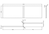 Nuie L-Shaped Acrylic Shower Bath Front Panel – 1500mm, 1600mm & 1700mm, photo 5