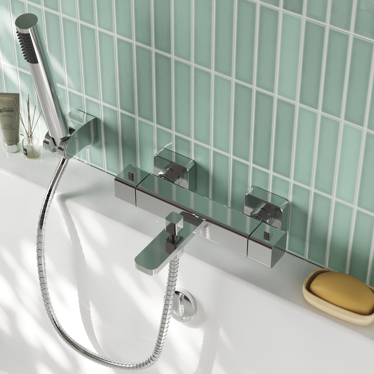 Nuie Windon Wall Mounted Thermostatic Bath Shower Mixer – Chrome, photo 4