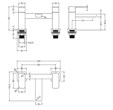 Nuie Windon Deck Mounted Bath Filler – Brushed Bronze, Matt Black, Brushed Pewter or Brushed Brass, photo 6