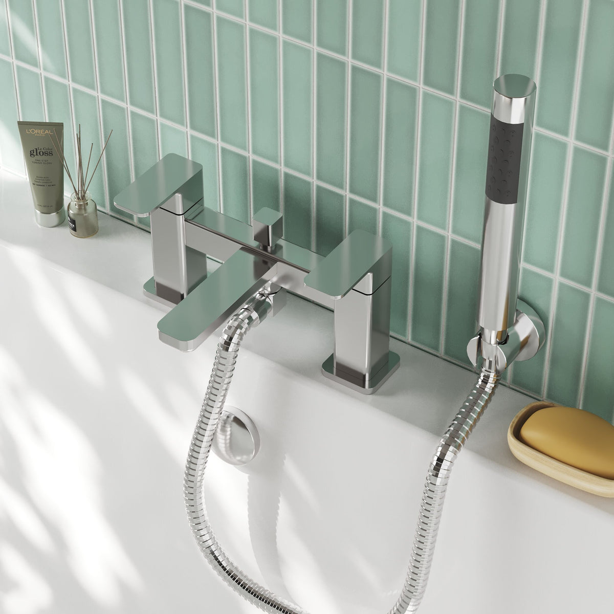 Nuie Windon Deck Mounted Bath Shower Mixer With Kit – Chrome, photo 4