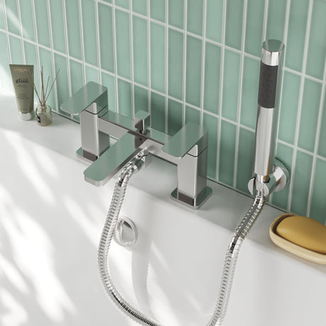 Nuie Windon Deck Mounted Bath Shower Mixer With Kit – Chrome, photo 4