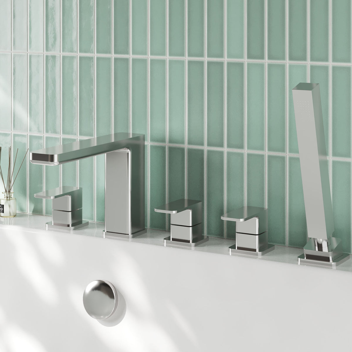 Nuie Windon 5 Tap Hole Deck Mounted Bath Shower Mixer – Chrome