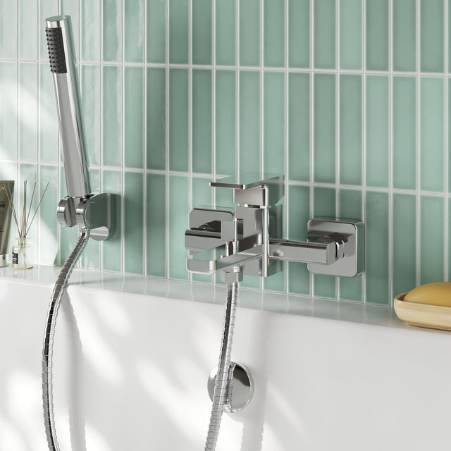 Nuie Windon Wall Mounted Bath Shower Mixer With Kit – Chrome